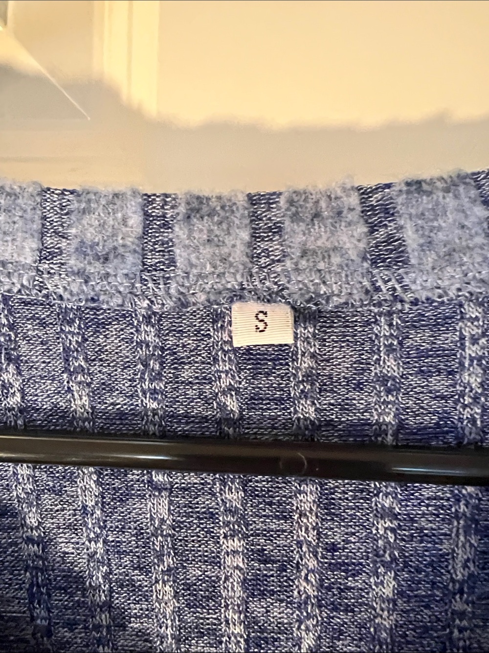 Blue Ribbed V-Neck Women's Sweater - Picture 2 of 5